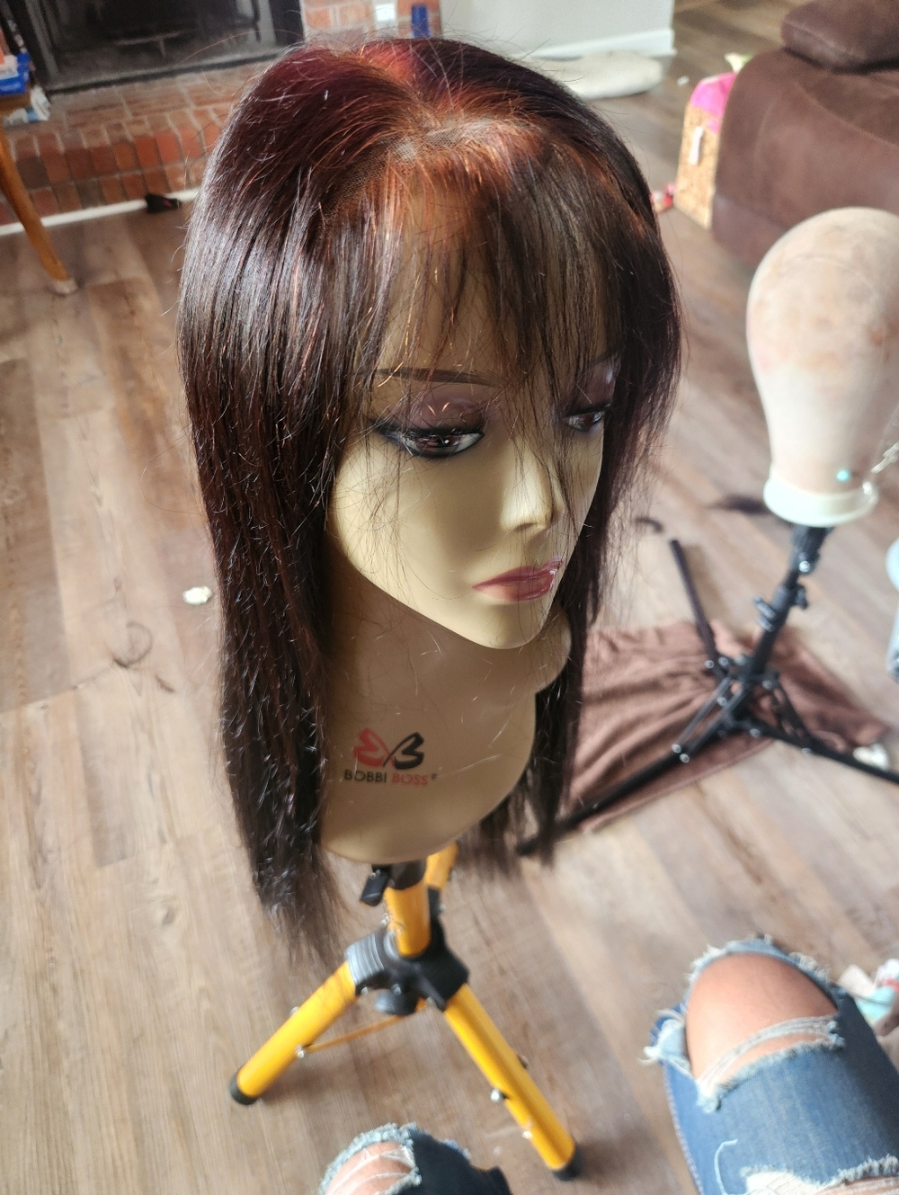 Professional Pre-everything Wig-Dark Brown with Copper Highlights